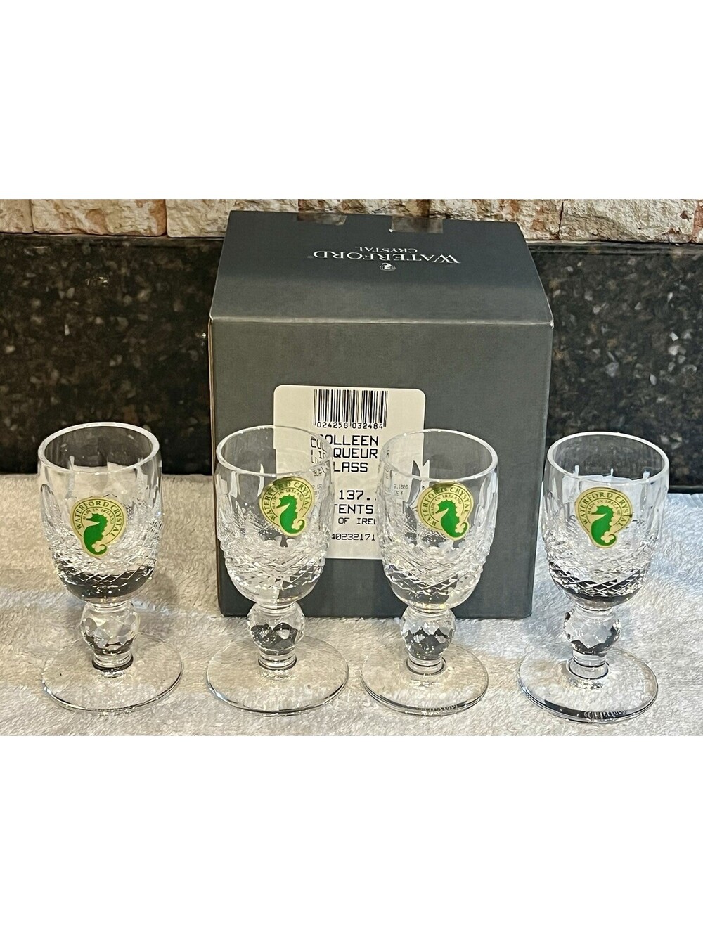 Waterford Colleen Liqueur Glasses Set of 4 with Original Box - Clear Crystal, 3.